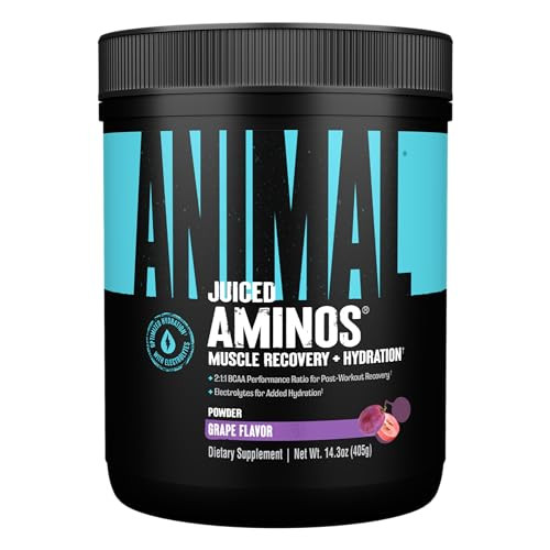Animal Juiced Amino Acids - BCAA Powder EAA Matrix Plus Hydration with Electrolytes and Sea Salt Anytime Recovery and Improved Performance, Grape Fla