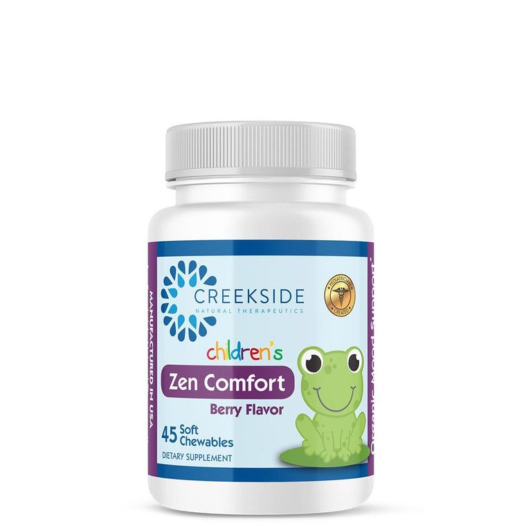 Zen Comfort for Kids, Organic Relaxation Support with 5-HTP, L-Theanine, Passionflower, Zinc, Pediatrician Formulated, Zero Sugar, Vegan, Berry Flavo