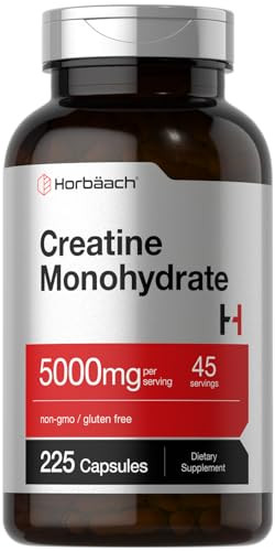 Horbäach Creatine Monohydrate | 5g | 225 Capsules | Non-GMO, Gluten Free Supplement