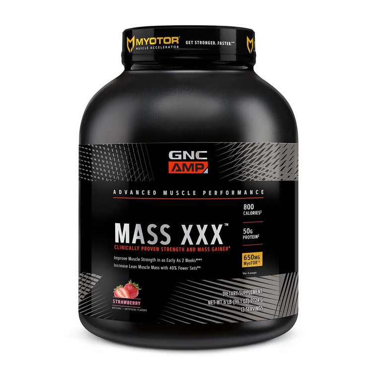 GNC AMP Mass XXX, Clinically Proven Weight Gainer Protein Powder, Improves Strength and Size, 780 Calories, 50g Protein, Micronized Amino Acids, Crea