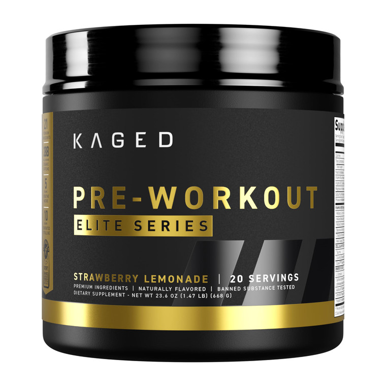 Kaged Pre Workout Elite Powder | Strawberry Lemonade | Pre-Workout with Creatine, Beta Alanine, L-Citrulline, BCAAs | 388 mg Organic Caffeine | Pre S