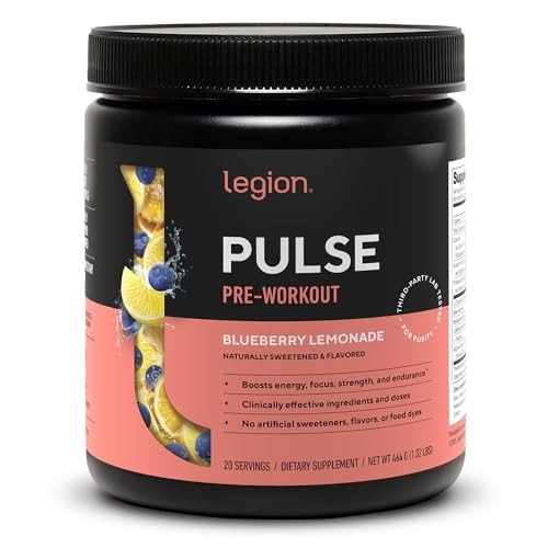 LEGION Pulse Pre Workout - All Natural Nitric Oxide Preworkout Drink to Boost Energy, Creatine Free, Naturally Sweetened, Beta Alanine, Citrulline, A