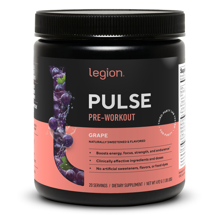 LEGION Pulse Pre Workout - All Natural Nitric Oxide Preworkout Drink to Boost Energy, Creatine Free, Naturally Sweetened, Beta Alanine, Citrulline, A