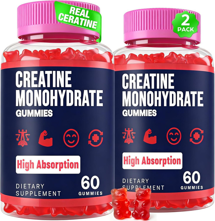 Trupretty Creatine Monohydrate Gummies for Women & Men, Taurine & B6, Chewable Creatina Pre Workout Gummies for Max Strength & Muscle Growth, Energy,