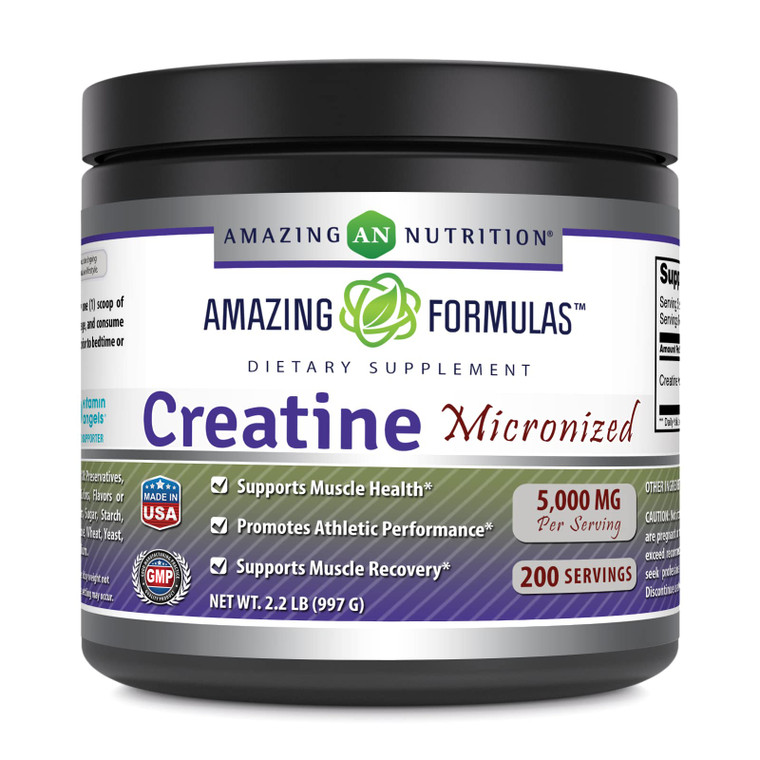 Amazing Formulas Micronized Creatine Monohydrate Powder Supplement | 5000 mg Per Serving | Ideal Pre & Post Workout Supplement | Made in USA (2.2 Lb,