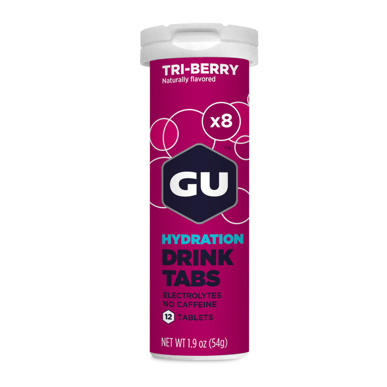 GU Energy Hydration Electrolyte Drink Tablets, 8-Count(96 Servings), Tri-Berry