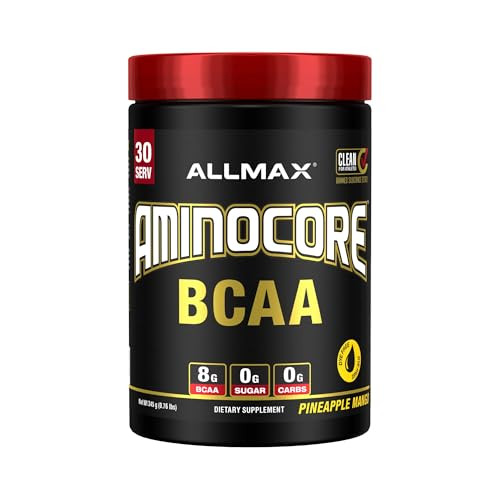 ALLMAX AMINOCORE BCAA Powder for Workout Muscle Recovery & Increased Endurance - Sugar Free, No Fillers 8.18 Grams Bcaas Amino Acids, B Vitamins for