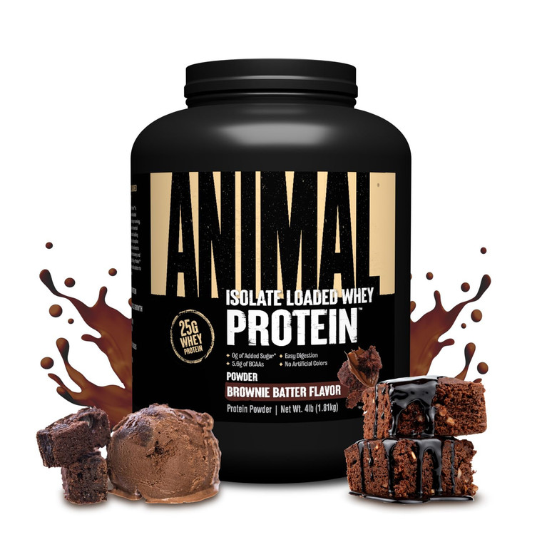 Animal Whey Isolate Protein Powder - Loaded for Pre & Post Workout Muscle Builder and Recovery with Digestive Enzymes for Men & Women - 25g Protein,