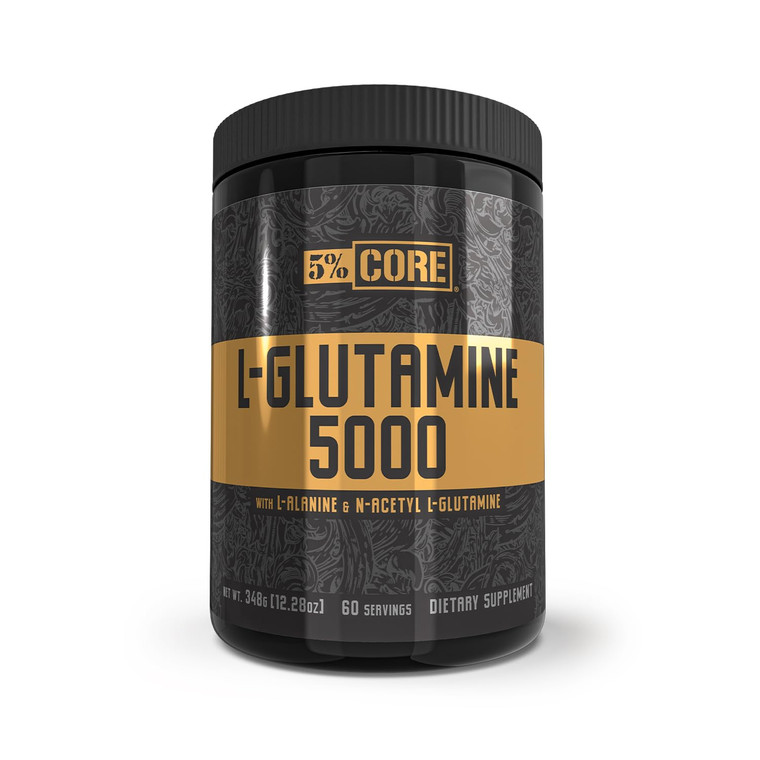 5% Nutrition Core L-Glutamine 5000 Supplement w/L-Alanine | Immune & Digestive Support | Amino Acid Muscle Builder Post Workout Recovery | Unflavored