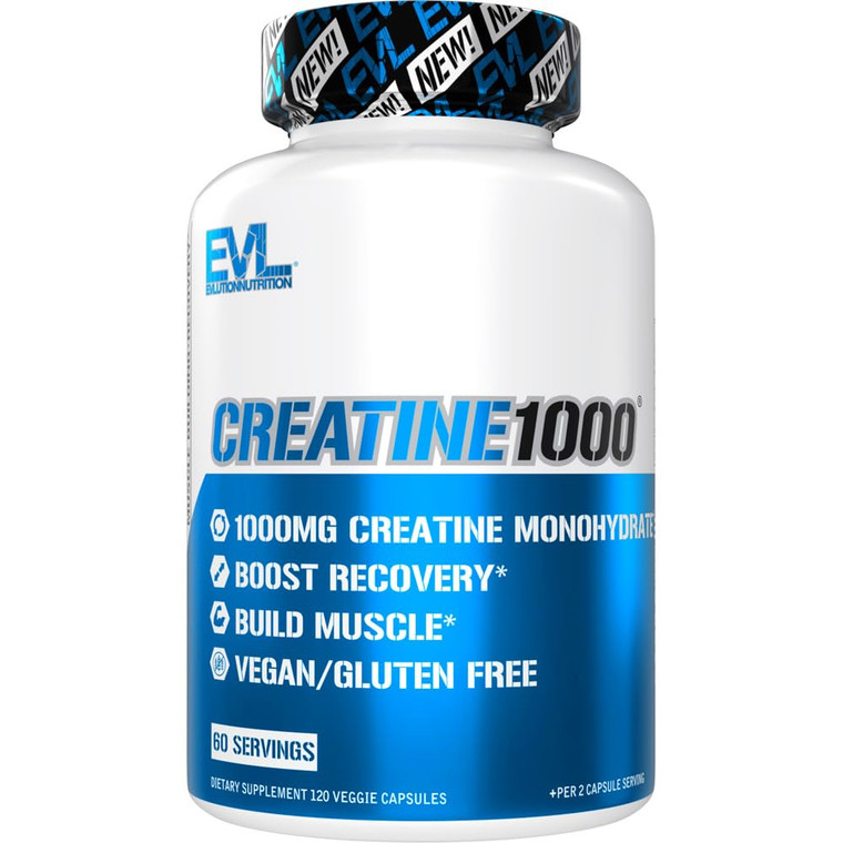 Evlution Pure Creatine Monohydrate Capsules 1000mg Nutrition Pre and Post Workout Recovery Vegan Creatine Pills for Gains and Muscle Recovery Supplem