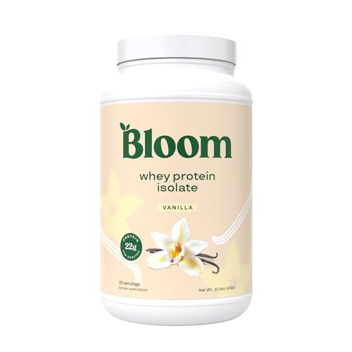 Bloom Nutrition Whey Isolate Protein Powder, Vanilla - Pure Iso Post Workout Recovery Drink Blend, Smoothie Mix with Digestive Enzymes for Gut Health