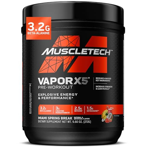 MuscleTech Pre-Workout Powder, Vapor X5 - Sports Nutrition Muscle Building Supplements for Women & Men - Intense Muscle Pump Energy Powder Drink Mix