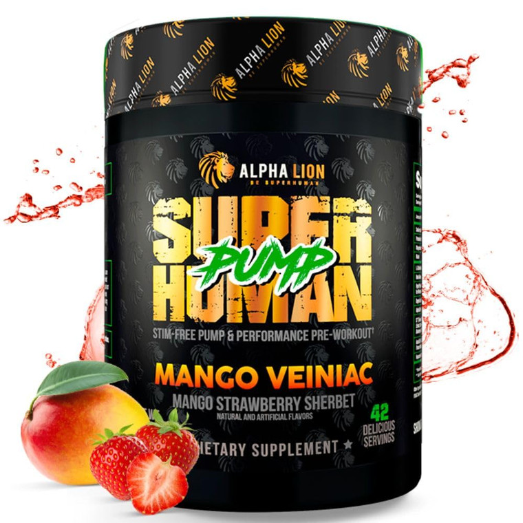 ALPHA LION Superhuman Pump Pre Workout Powder, Nootropic Caffeine & Stim Free Preworkout Supplement, Nitric Oxide Booster, Muscle Gainer, Energy & Fo