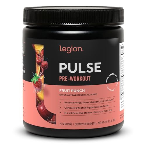 LEGION Pulse Pre Workout Supplement - All Natural Nitric Oxide Preworkout Drink to Boost Energy, Creatine Free, Naturally Sweetened, Beta Alanine, Ci