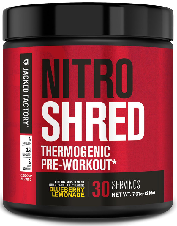 Jacked Factory NITROSURGE Shred Pre Workout Supplement - Energy Booster, Instant Strength Gains, Sharp Focus, Powerful Pumps - Nitric Oxide Booster &