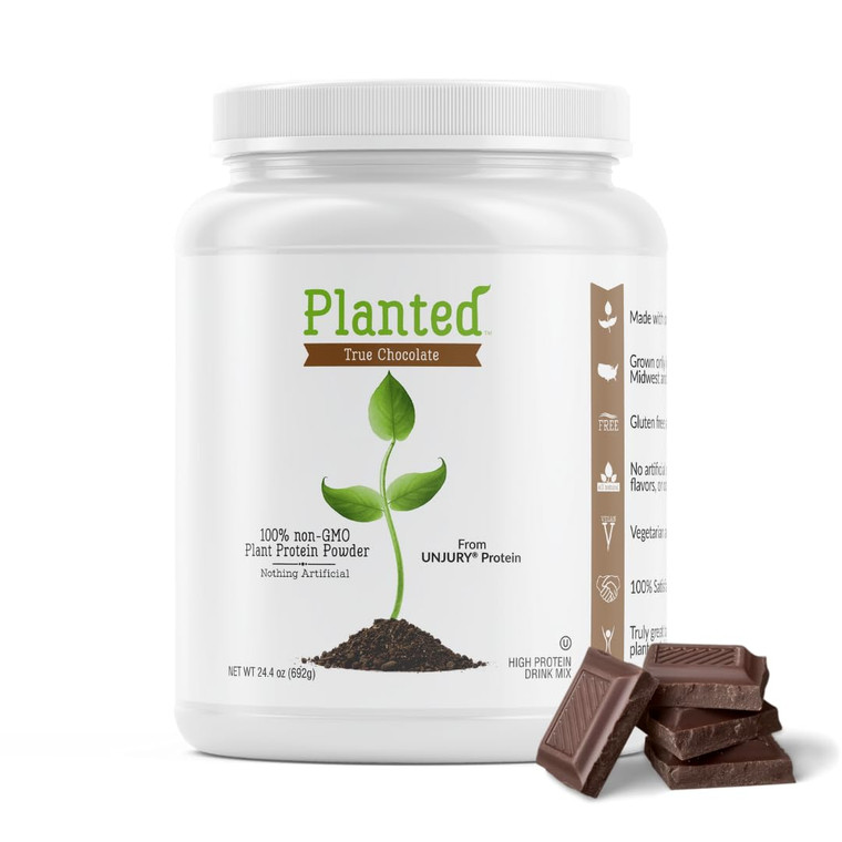 Unjury Planted Vegan Protein Powder | 20g Chocolate Pea Protein Powder | Low Sugar and Plant Based | Gluten and Dairy Free | Non-GMO | 20 Servings