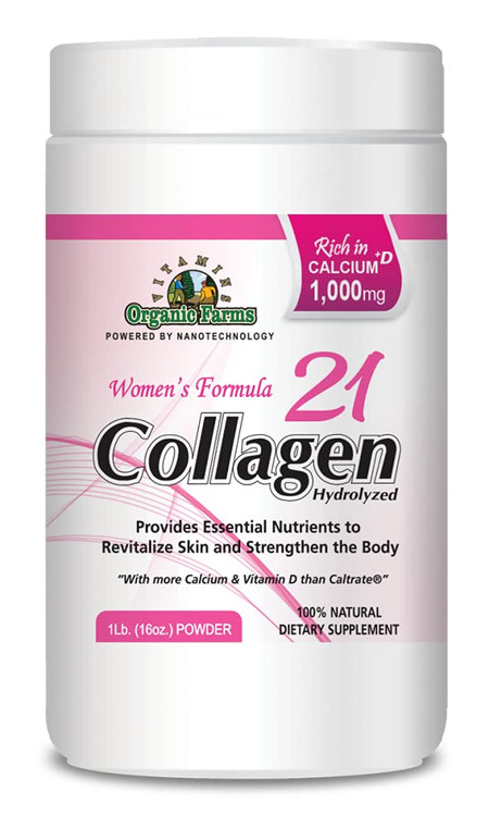 Collagen 21 Hydrolyzed - 1Lb. (16oz.) - Collagen Supplement for Women, Women´s Formula - Strengthens Bones and Skin - 100% Natural Dietary Supplement