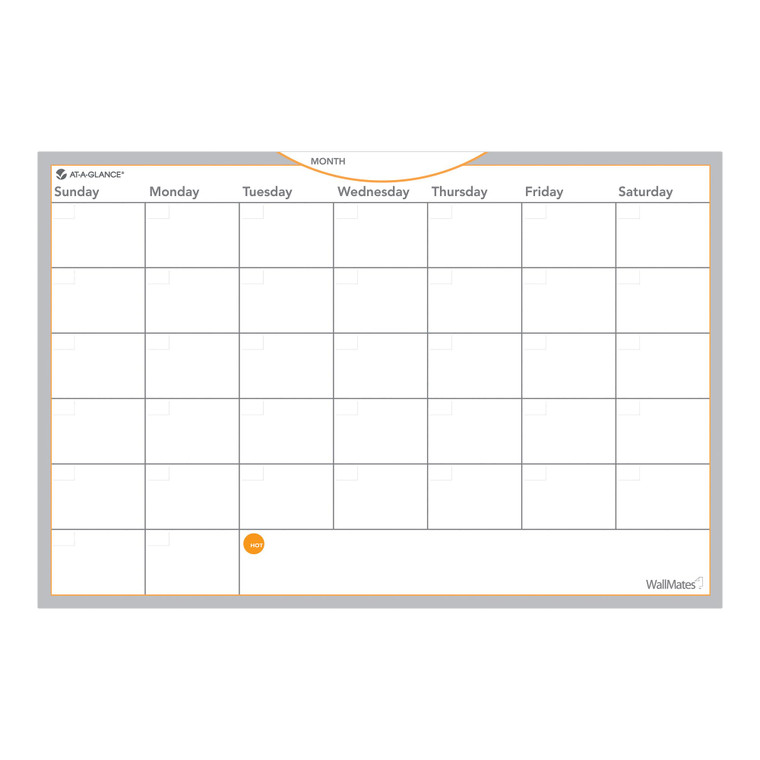 AT-A-GLANCE AW402028 WallMates Self-Adhesive Dry Erase Monthly Planning Surface, 18 x 12