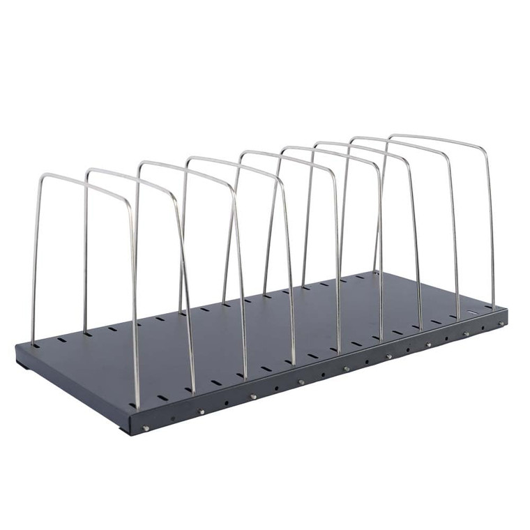 MMF Industries STEELMASTER Adjustable Desk File Organizer Rack | 8 Compartments | Wire Dividers | Black | Scratch & Chip-Resistant Finish | Non-slip
