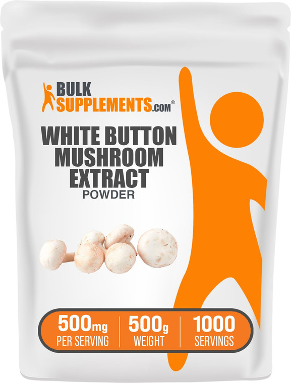 BulkSupplements.com White Button Mushroom Extract Powder - Mushroom Supplement, Agaricus Mushroom Powder - Gluten Free, 500mg per Serving, 500g (1.1