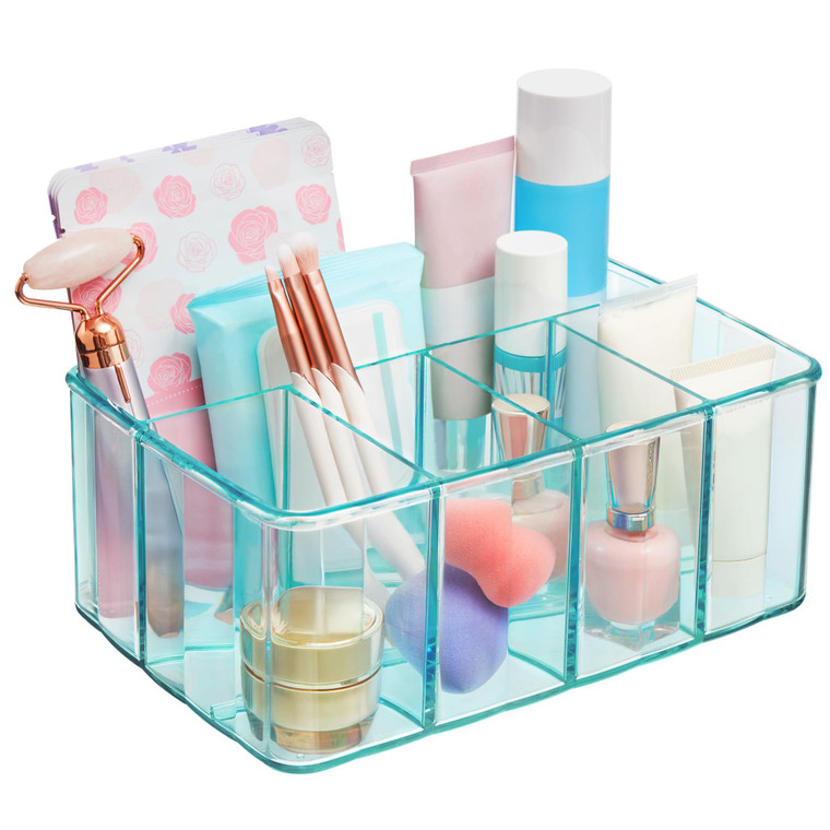 STORi Plastic Vanity Organizer | 5-Compartments | Storage Bin for Makeup Brushes, Palettes, and Beauty Supplies | Keep Bath Products Organized on a C