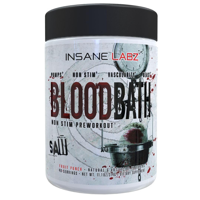 Insane Labz Saw Bloodbath, Non-Stim Pump Pre Workout Powder with Nitrosigine­®, OxyGold­, Agmatine Sulfate, L-Citrulline and Betainne Anhydrous, 40