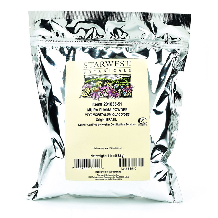 Muira Puama Powder - Ptychopetalum olacoides, 1 lb,(Starwest Botanicals)