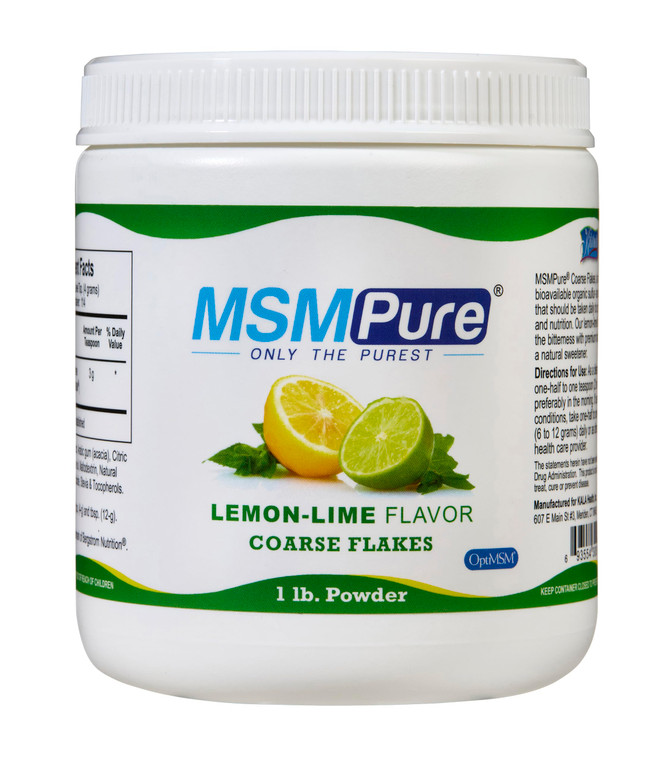KALA HEALTH MSMPure Lemon Lime Flavored Coarse MSM Powder Flakes  US-Made MSM for Joint Health, Skin Appearance, and Hair & Nail Support  1 lb, Org