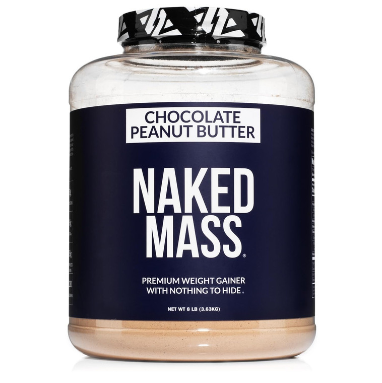 NAKED Chocolate Peanut Butter Mass - 1,280 Calories, 50G Protein, Nothing Artificial. All Natural Weight Gainer Protein Powder - 8Lb Bulk, GMO Free,