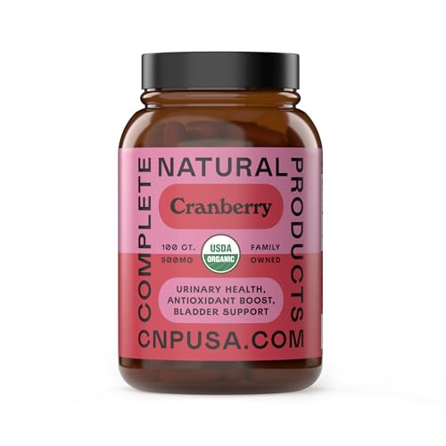 Organic Cranberry Capsules 500mg by Complete Natural Products - Cranberry Supplements for Women, Plant Based Powder for Urinary Tract & Bladder Suppo