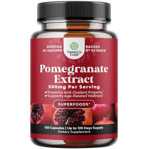 Advanced Antioxidant Superfood Pomegranate Supplement - Natural Pomegranate Extract Polyphenols Supplement for Heart Health and Joint Support - Reds