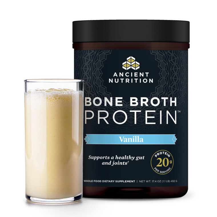 Ancient Nutrition Grass Fed, Cage Free, Bone Broth Protein Powder, 20g Protein, Hydrolyzed Collagen Peptides, Keto & Paleo Friendly, Supports Joint,