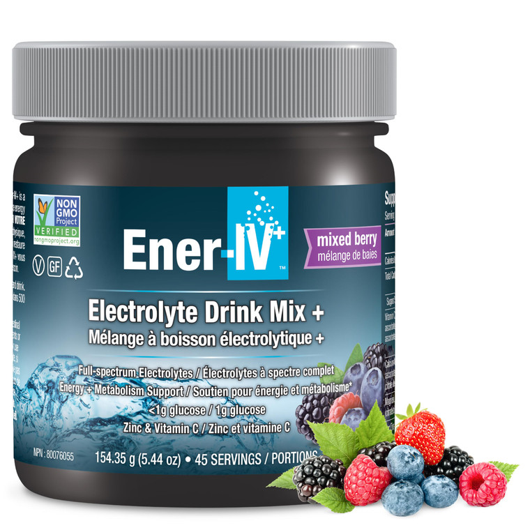 Ener-IV Electrolyte Drink Mix - Electrolytes Powder, Hydration Powder Drink, Hydrate Liquid Mix, Low Sugar Rehydration for Women & Men, Natural Flavo