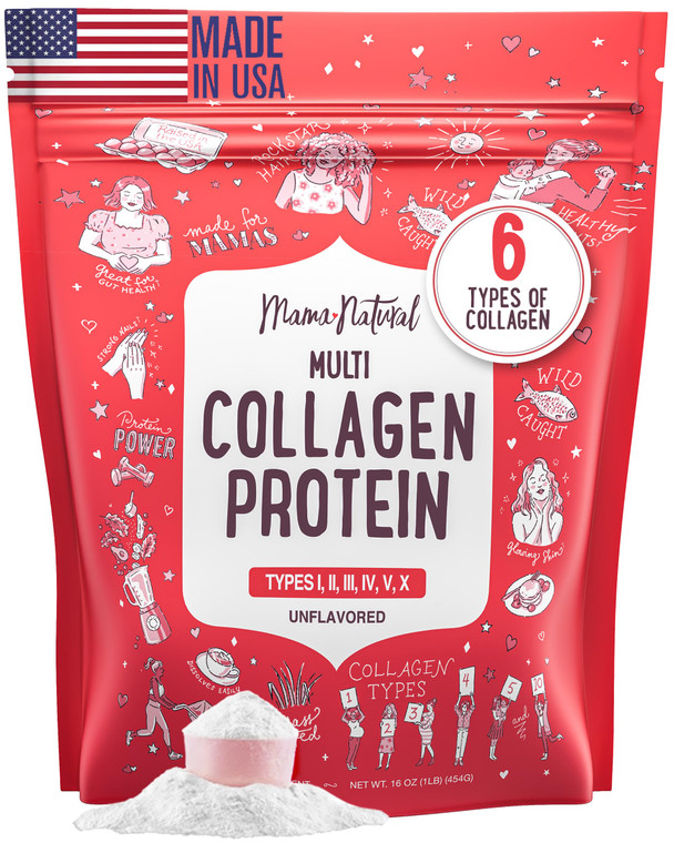 Multi Collagen Protein Powder Type I II III IV V X - Unflavored & Hydrolyzed 16Oz Pure Collagen Peptides Powder - Grass Fed Beef, Wild Fish Marine &