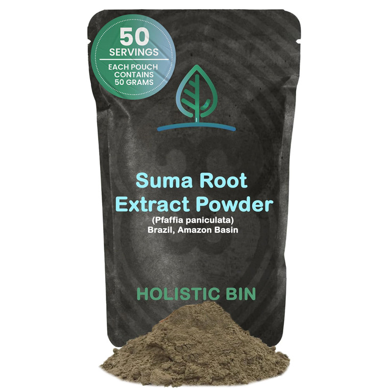Holistic Bin Wild Harvested Root Ginseng Powder  Brazilian Suma Root Ginseng for Tea & Smoothies  Adaptogen Extract  Non GMO  50 Grams