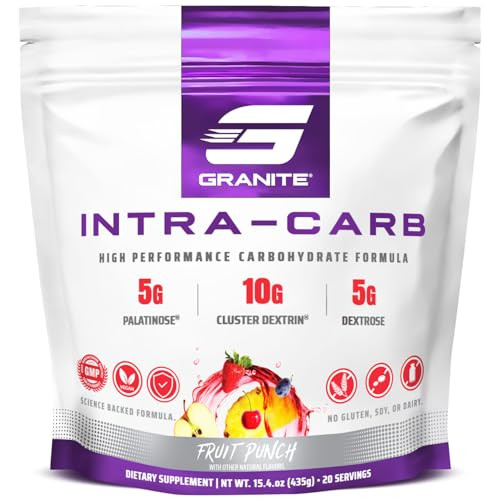 Granite Intra Carb Powder, Fruit Punch Flavor, High-Performance Carbohydrate Blend with Cluster Dextrin, Palatinose, & Dextrose, Supports Energy and
