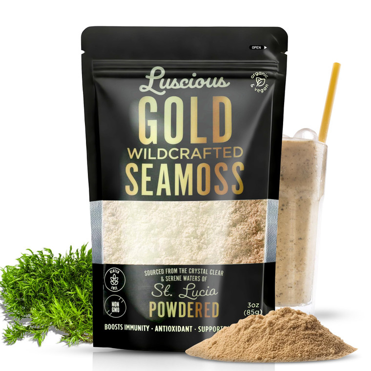 Irish Sea Moss Powder Gold 3 Oz  100% Organic St. Lucia Sea Moss | Wildcrafted Superfood for Gut Health, Immune Support, Vegan, Gluten-Free | Makes