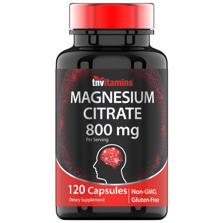 TNVitamins Magnesium Citrate 800 MG - 120 Capsules | Two Month Supply! | Pure Magnesium Citrate Powder Capsules | Citrato De Magnesio | Non-GMO | Pro