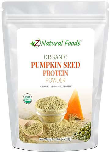 Z Natural Foods Organic Pumpkin Seed Protein Powder - Nutrient-Dense Fiber Supplement, Vegan Pumpkin Protein Powder for Hair Skin Nails Muscle Health