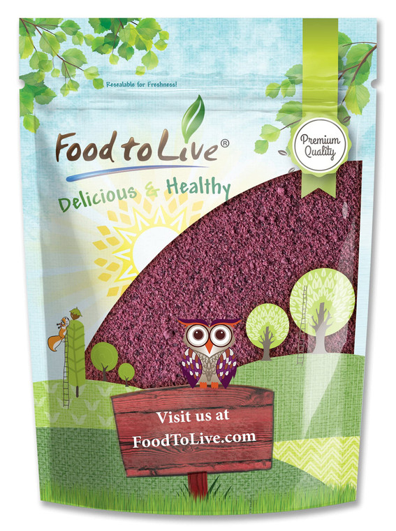 Food to Live Black Elderberry Juice Powder, 4 Pounds - Raw Dried Berries, Unsulfured, Vegan, Bulk, For Baking, Juices, Smoothies, Yogurts, Instant Br