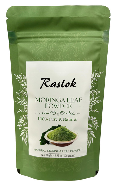 Raslok Moringa Powder | 100% Pure Moringa Leaf NO Stems | Moringa Olifera Powder (3.52 Oz)