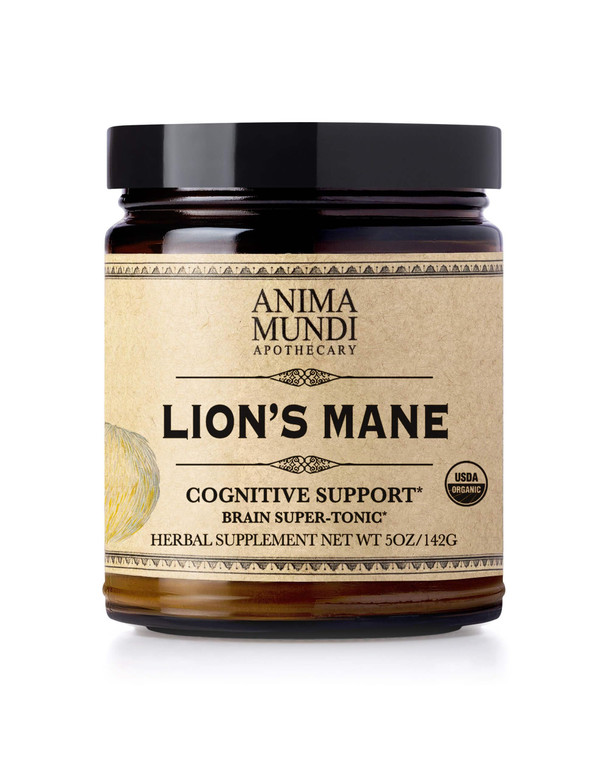 Anima Mundi Apothecary Lions Mane Brain Tuner Mushroom Powder - Organic Lions Mane Extract Powder for Cognitive Support - Organic Mushroom Powder Sup