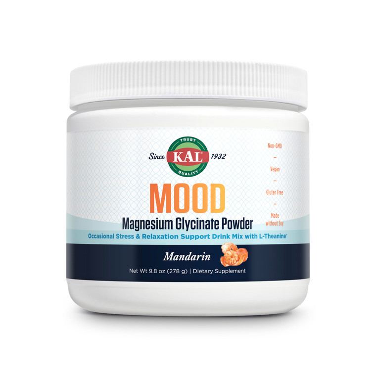 KAL Mood Magnesium Powder with L-Theanine - Mandarin Flavor Magnesium Supplement - Relaxation Support, High Absorption, No Added Sugar, Vegan, Gluten