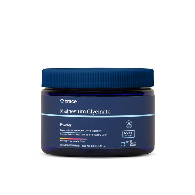 Trace Minerals Magnesium Glycinate Powder - Daily Magnesium Powder for Sleep Support - Calming Bedtime Drink - Natural & Gentle - Mixed Berry Lemonad