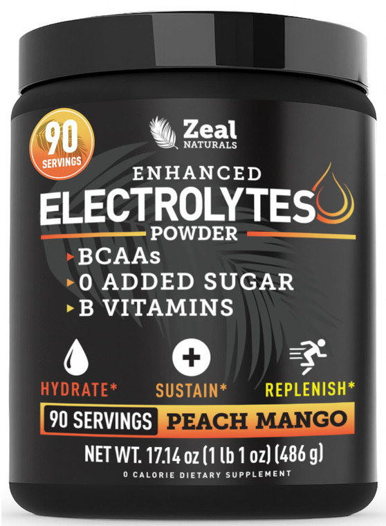 Zeal Electrolyte Powder - 90 Servings | Keto Electrolytes Powder | Zero Sugar, BCAAs, B-Vitamins | Potassium, Zinc, Magnesium | Hydration Powder Reco