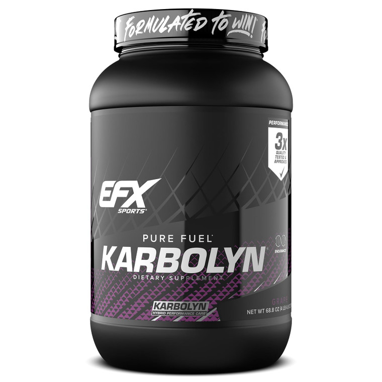 EFX Sports Karbolyn Fuel | Fast-Absorbing Carbohydrate Powder | Carb Load, Sustained Energy, Quick Recovery | Stimulant Free | 36 Servings (Grape)
