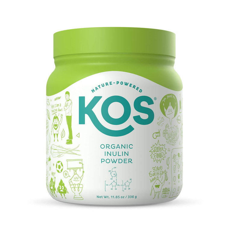 KOS Organic Inulin Powder, Unflavored & Unsweetened Superfood - Vegan Inulin for Prebiotic Intestinal Support, Digestive Health Promoting - USDA Cert