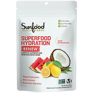 Sunfood Superfood Hydration Renew- Coconut Water Powder, Electrolytes Powder with Lemon, Sea Salt & Minerals, Clean Organic Electrolyte Drink Mix - 8