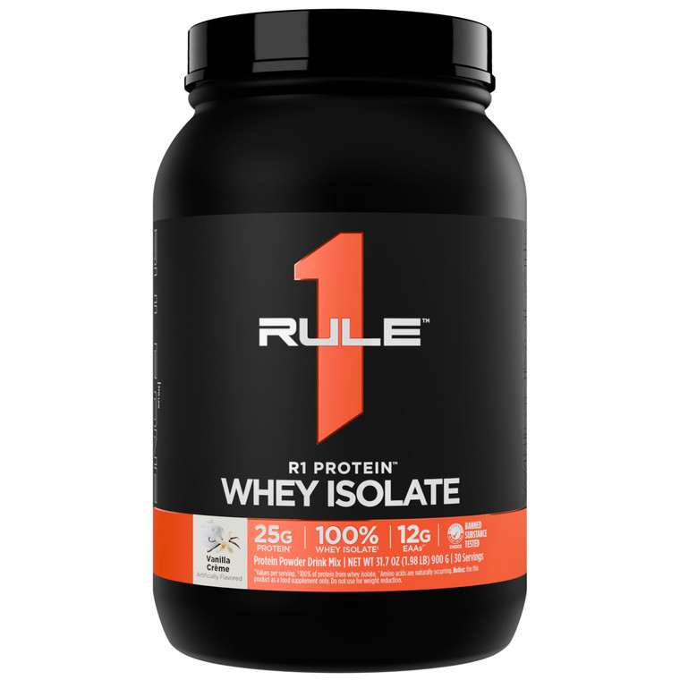 Rule 1 R1 Protein Whey Isolate - with 25g Protein & 6g BCAA Exclusively from Isolated & Hydrolyzed Sources for Workout Recovery (2 Pounds*, Vanilla C