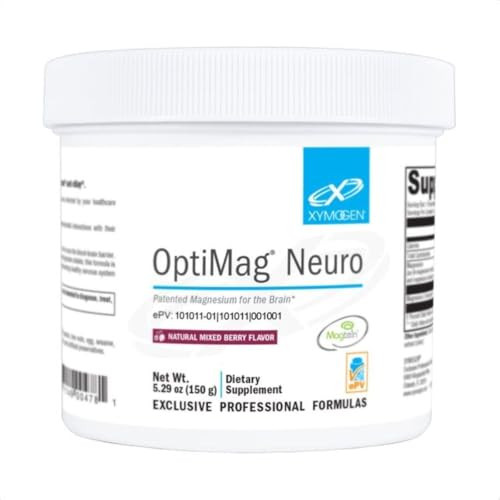 XYMOGEN OptiMag Neuro - Chelated Magnesium Powder - with Magnesium Glycinate & L-Threonate - Support Brain Health & Relaxation - Mixed Berry (60 Serv